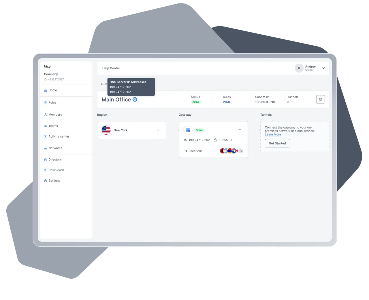 MaxProtocol console: private DNS and internet access settings