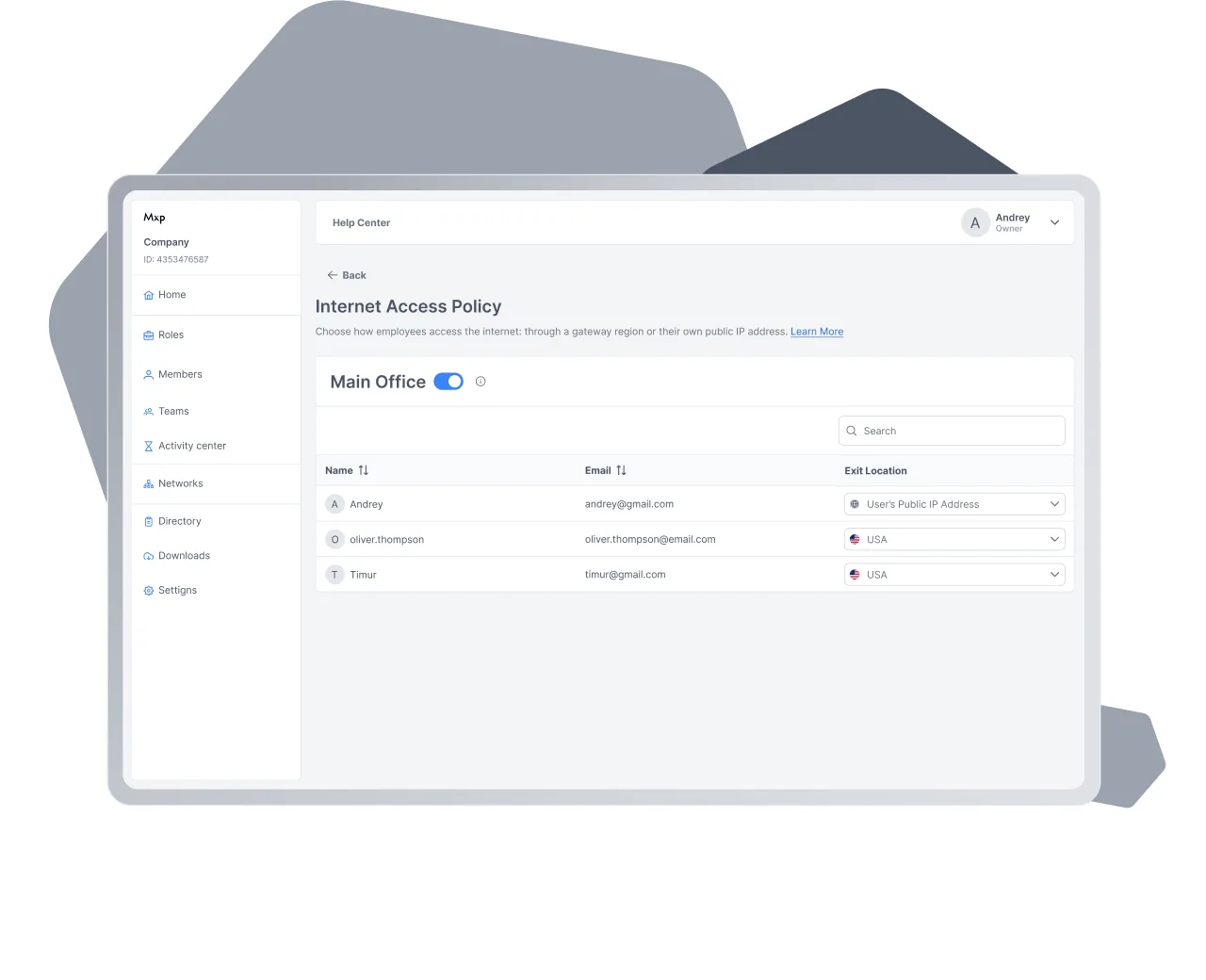 MaxProtocol console: access policy configuration
